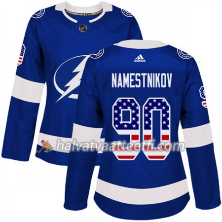 Naisten NHL Tampa Bay Lightning Pelipaita Vladislav Namestnikov 90 Adidas 2017-2018 Blue USA Flag Fashion Authentic